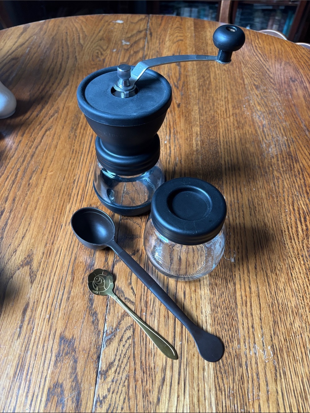 Manual Bean Grinder with Extra Jar & Two Spoons
